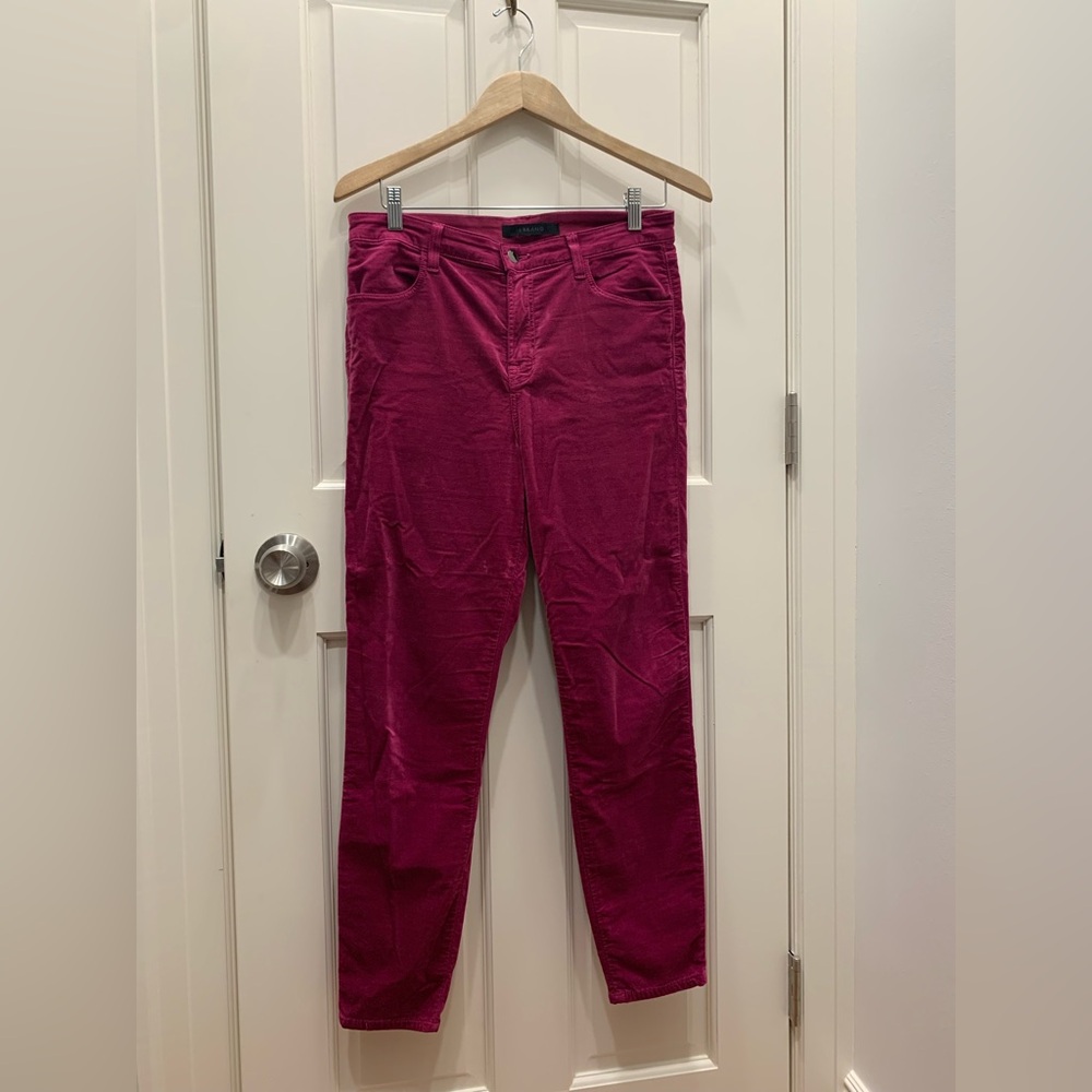 J Brand Cranberry Velvet Pants
